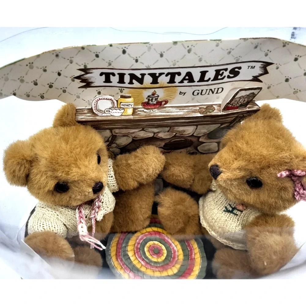 Vintage 1980s GUND Tinytales Honey & Teddy Collectible Original Packaging NOS